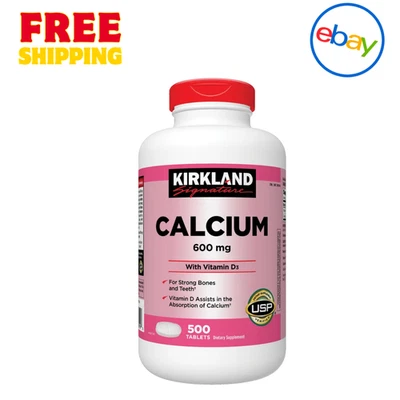 Kirkland Calcio 600 mg con Vitamina D3, 500 Comprimidos para Apoyo Hueso e Inmunológico Foto 1 de 2