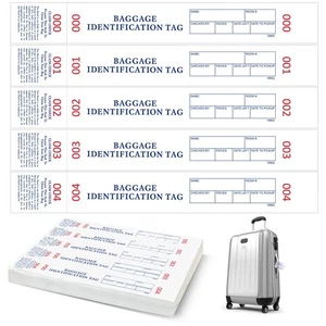 1000 Hotel Luggage ID Tags with Transfer Tape on Back Printed in Black with R... - Picture 1 of 6