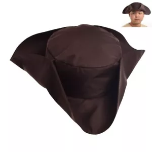 Mens brown Pirate Hat Theater Reenactment Tricorne Hat Colonial Hat Halloween - Picture 1 of 5