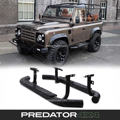 PREDATOR4X4 OEM FIT BLACK RUNNING BOARD SIDE STEP PAIR STEPS FOR LAND ROVER DEFENDER 90