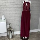 NW Nighway Collections Lace Halter Merlot Gown Size 8
