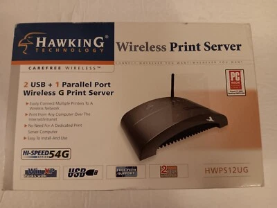 Hawking HWPS12UG 10/100 Wireless G Print Server Supports Up To 3 Printers - Image 1 of 4