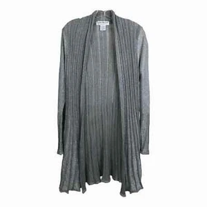 Lauren Michelle Women's Cardigan Sweater Bell Sleeve Silver Gray Open Front Sz M - Picture 1 of 5