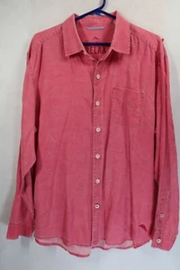 Tommy Bahama Linen Long sleeve Summer Shirt Red Button Down Mens Large Beach - Picture 1 of 9