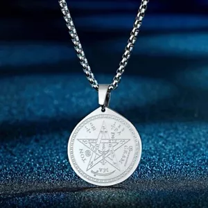 Acciaio Inox Tetragrammaton Ciondolo Rotondo Collana Moda Gioielli Regalo Wear - Imagen 1 de 10