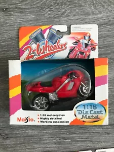 Vintage 1995 Maisto '2 Wheelers' 1:18 Diecast Red HONDA Motorcycle Toy, B16 - Picture 1 of 6