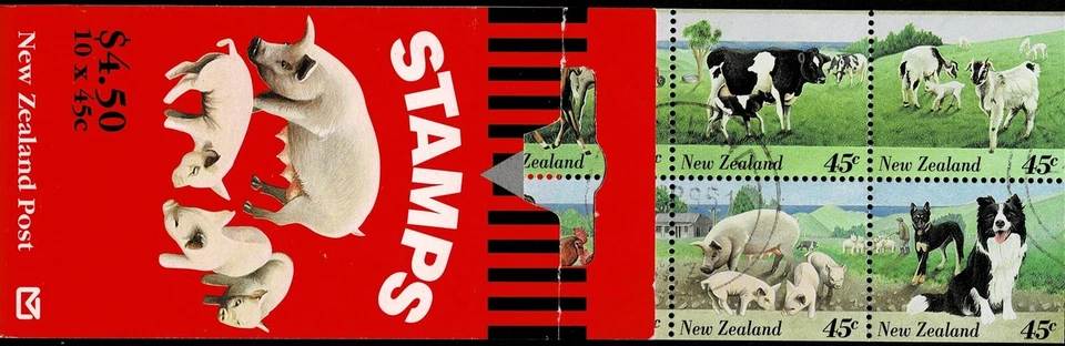 NEW ZEALAND - 1995 FARM ANIMALS BOOKLET - Sc#SB 76 - CTO - NZ 36 - Image 1 of 1