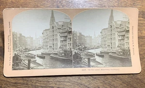 Stereoview Hamburg Germany ~ Port Canal Boats Water Old Photo - Picture 1 of 6