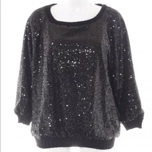 Neu ohne Etikett Zara Pailletten Pullover Gr. Medium schwarz - Bild 1 von 5