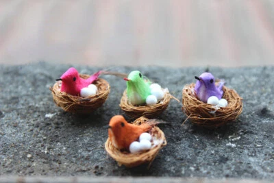Dollhouse Miniature 1:12 Scale Cute Bird's Nest Feather Bird House Accessorie - Image 1 of 4