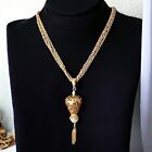 Signed Celebrity! Chunky Gold Baroque Pearl Tassel Necklace (20” Vintage)