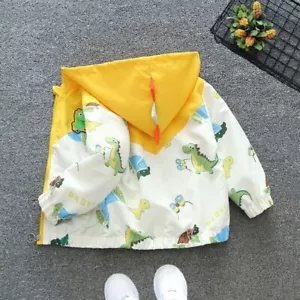 Spring Kids Boys Girls Dinosaur Baseball Uniform Hooded Top Jacket Windbreaker - Picture 1 of 32