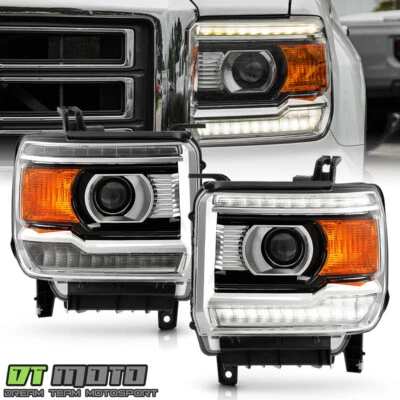 For 2014-2018 GMC Sierra 1500 Halogen w/ LED DRL Projector Headlights Headlamps - Image 1 of 4