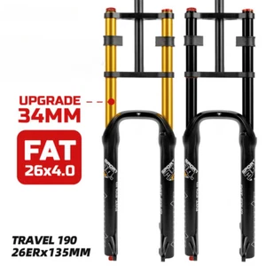 26*4.0" Double Shoulder Fat Bike Fork Rebound Adjustment Fat Air Fork Suspension - Picture 1 of 20