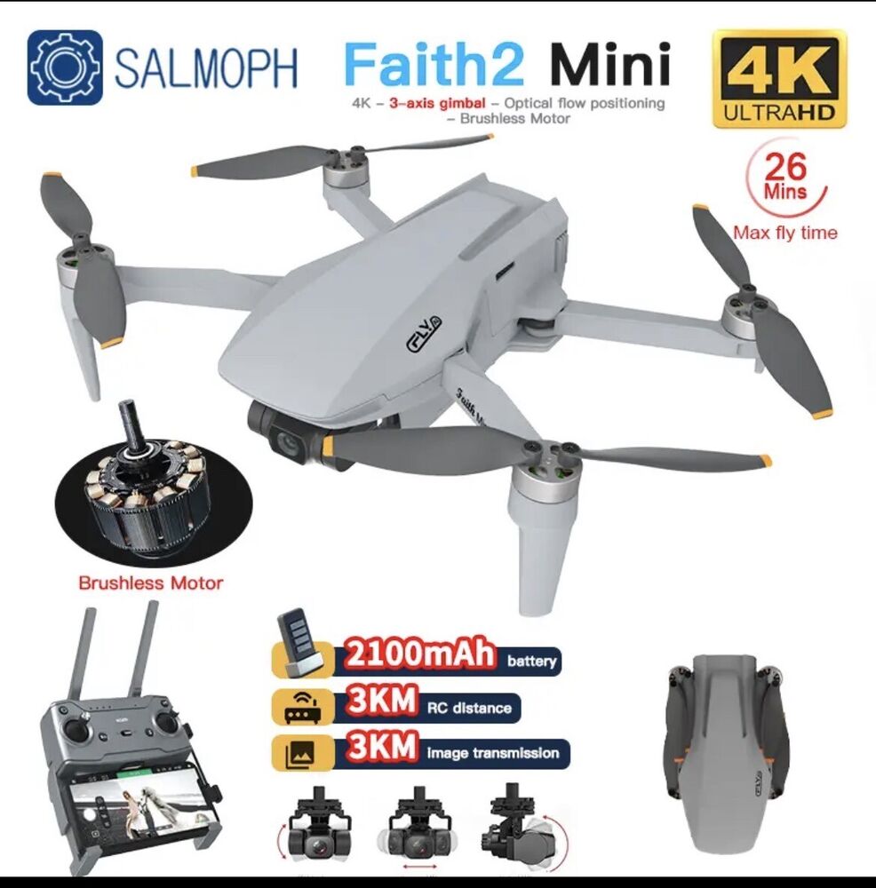 C-fly Faith2 Mini Drone 4K Professional, Had Camera, Wi-Fi, 3 Axis Gimbal