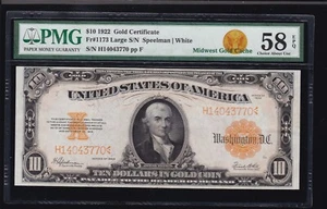 US 1922 $10 Gold Certificate FR 1173 PMG 58 EPQ Ch VF (770) - Picture 1 of 2