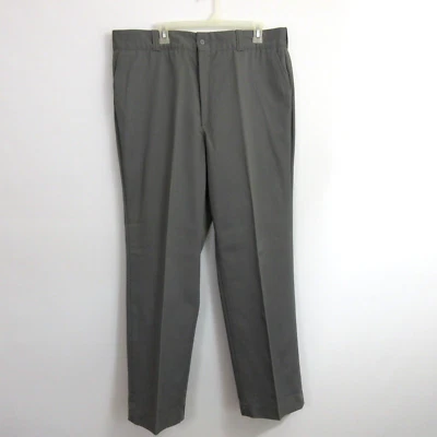 Pantalones chinos de sarga caquis rojos camel pantalones delanteros planos algodón gris 40W x 31L EE. UU. Foto 1 de 4