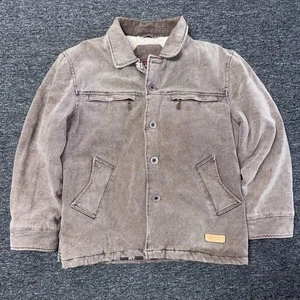Vintage 90s Marlboro Classics Denim Sherpa Sun Faded Work Jacket Mens Sz L Brown - Picture 1 of 6