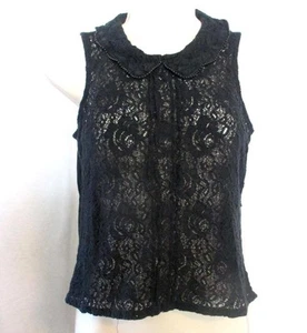 Reg Size XS Princess Vera Wang Black Lace Top Bead Trimmed Collar Sleeveless - Picture 1 of 4