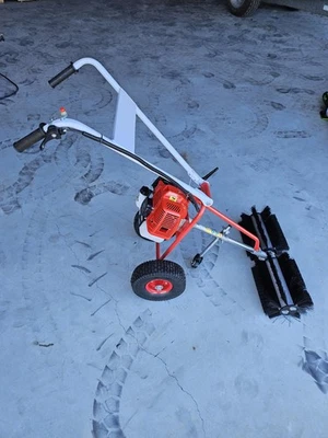 43CC 1.7HP Walk Behind Power Sweeper Broom 2-Stroke Gas Engine Sweeper Lawn Turf - Image 1 of 4