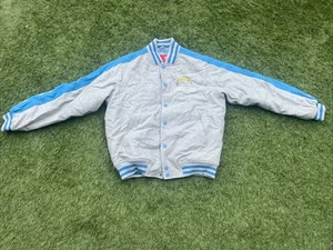 NFL SAN DIEGO CHARGERS EMBROIDERED WOOL JACKET Varsity Full Snap Gray/blue Men L - Picture 1 of 21