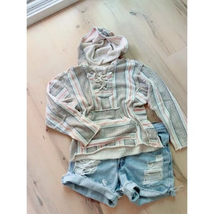 Billabong Beachy Hoodie Pastels Cream Size Medium Surfer Coastal Lace up - Picture 1 of 11
