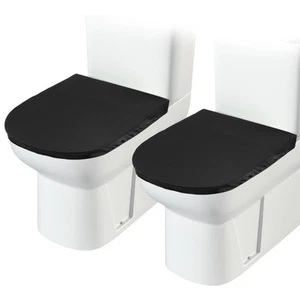 2 Pcs Toilet Lid Cover,Black Toilet Seat Cover with Elastic Bottom Soft Stret... - Picture 1 of 7