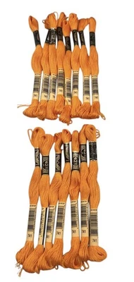 15 Skeins DMC Cotton Embroidery Floss Medium Tangerine 741 France 8.7y Each NEW - Image 1 of 4