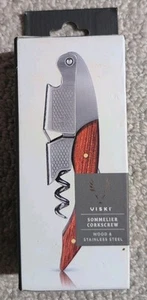 Sacacorchos Sommelier madera e acero inoxidable Viski 8171 abridor de vino doble bisagra 25 - Imagen 1 de 9