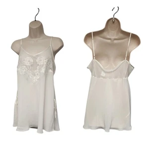 Vintage Delicates Ivory Lingerie Chemise Satin Lace Nightie Sleepwear Size Large - Picture 1 of 6
