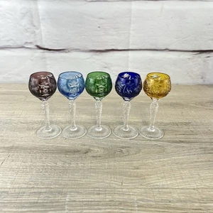 5 Nachtmann Crystal Cordial Glasses Traube Grape Multi 4.75” Stemware Colorful - Picture 1 of 17