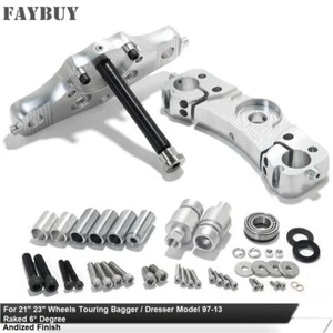 6° Degree Raked Triple Tree Kit Trees 21"23" Wheel For Harley Touring 97-13 FLTR - Picture 1 of 10