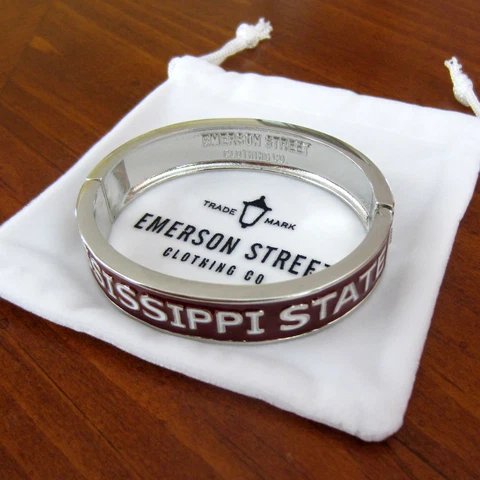 MISSISSIPPI STATE BULLDOGS ENAMEL SILVER BANGLE BRACELET Emerson Street jewelry Cover