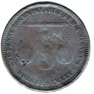 AUSTRALIA, TASMANIA - PENNY TOKEN (1862) KM# Tn137, WILLIAM ANDREW JARVEY - Picture 1 of 2