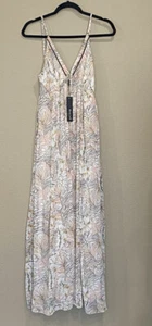 Beulah Maxi Dress Medium Floral Tropical Palm Multicolor M Beige Pink White NWT - Picture 1 of 10