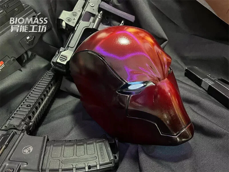 Cosplay Mask Halloween Prop Red Hood Red Helmet 3D Print w/ Led Eyes Pale Rider - Image 1 of 4