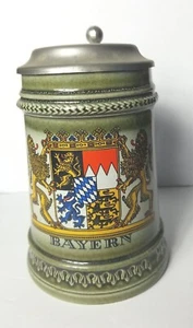 Gerzit Germany Lidded Beer Stein Mug Bayern Coat Of Arms 6" Vintage Original - Picture 1 of 7