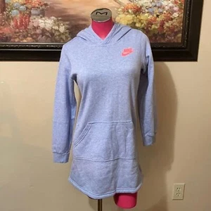 Nike Tunic Hoodie Sweatshirt Kangaroo Pocket Pouch Heathered Blue Girls XL Dress - Picture 1 of 8