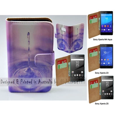 For Sony Xperia Series Liquid Splash Theme Print Wallet Mobile Phone Case Cover - Image 1 of 3
