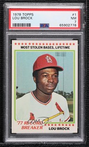 1978 Topps Record Breaker Lou Brock #1 PSA 7 HOF