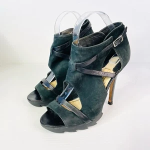 Camilla Skovgaard Size 38.5 8.5 Black Suede Leather Strappy Platform Heels - Picture 1 of 24