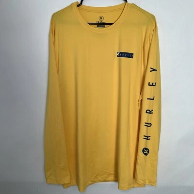 Camiseta de manga larga Hurley para hombre talla grande amarilla UPF atlética hechizo Foto 1 de 4