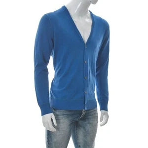 Marc O'Polo Suéter Tejido Para Hombre Botón Frontal Cárdigan Borde Acanalado Talla L Azul - Imagen 1 de 8