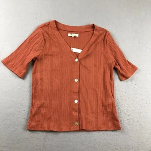 Madewell Sweater Womens Small Orange Ribbon Knit Button Up Cardigan NWT - Picture 1 of 10