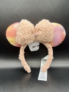 Walt Disney Parks Tie Dye Pink Sherpa Minnie Ears Headband BRAND NEW w/TAGS - Picture 1 of 4