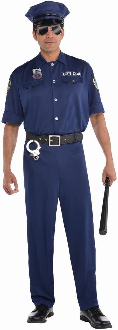 Disfraz De Policía Para Adultos - Set De 5 Piezas (Gorra, Placa, Corbata, Gafas, Esposas)