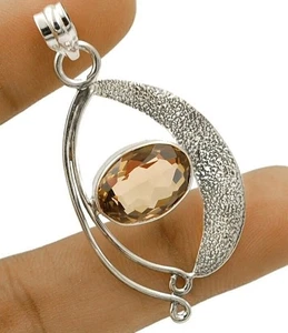 Natural 5CT Smoky Topaz 925 Solid Sterling Silver Pendant 1 3/4" Long @B3-4 - Picture 1 of 1