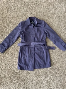 Women's London Fog Rain Resistant Trench Rain Coat Sz Medium Belted Purple - Picture 1 of 14