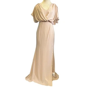 ASOS Design Kleid Dress drapierte Ärmel Wasserfallausschnitt Knopfleiste Gr. 8 Rouge Rosa Göttin - Bild 1 von 11