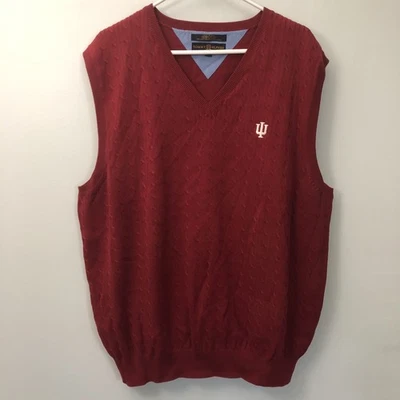 Tommy Hilfiger Indiana Hoosier Golf Red Sleeveless Vest Size XL Cotton Football - Image 1 of 4